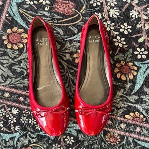 Ballet Flats Alex Marie Ruby Red Square Toe Bow Women's Size 9